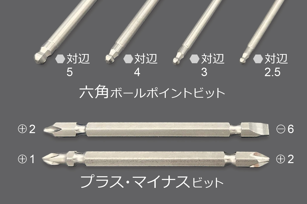 主要なビットを付属購入後すぐに利用可能