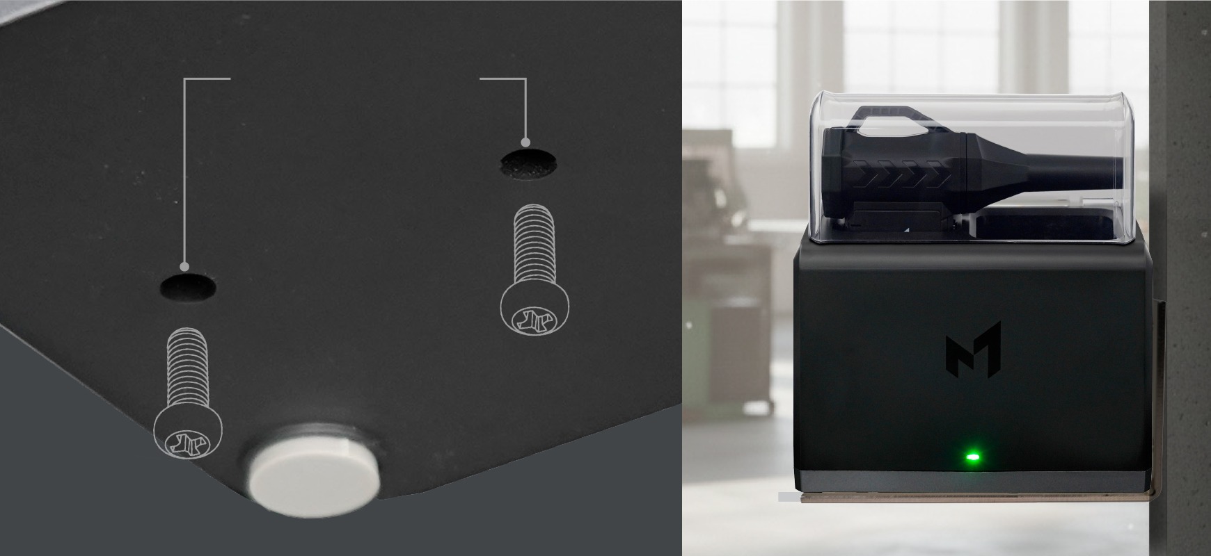 底面のねじ穴（M4）でしっかり固定も可能